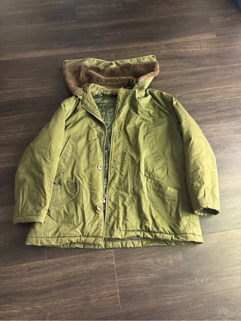 US Military Vintage 1950s Zip Hood Civilian B-9 Parka Jacket Mens Size XL